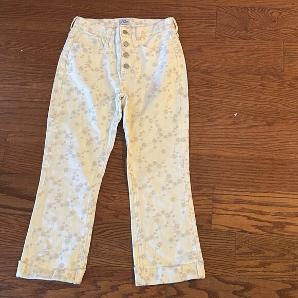 J. Crew Demi Boot Crop Jean Eyelet Embroidered High Rise Size 25 Feminine Preppy - Picture 3 of 14